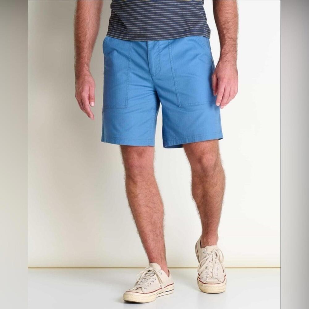 NWT Toad&Co Organic Cotton French‎ Blue Herringbone Weave Juniper Shorts 38